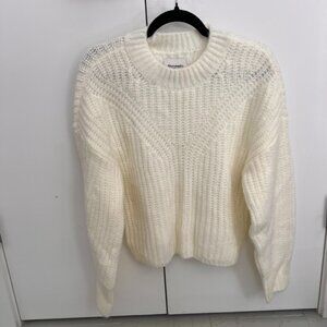 Abercrombie & Fitch White Fluffy Crew Sweater